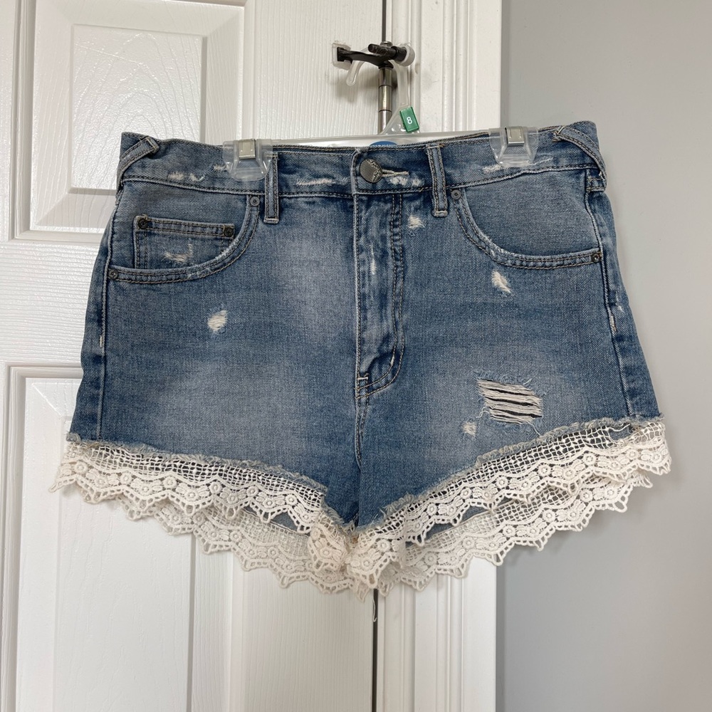 Free People Jean Shorts with Lace